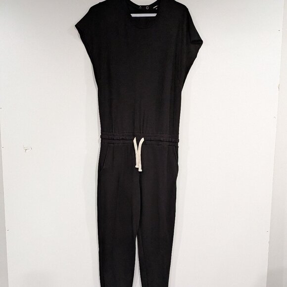 Monrow Cap Sleeve Drawstring Jumpsuit Black White Size Small - Picture 2 of 7